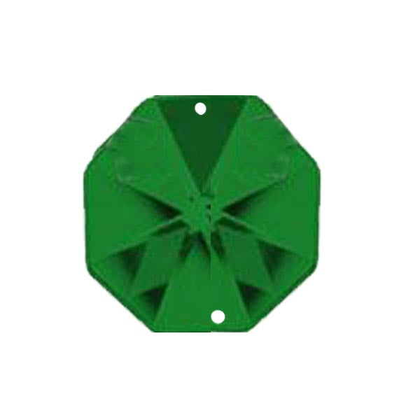 Octagon Crystal 14mm Emerald Prism with Two Holes - CrystalPlace