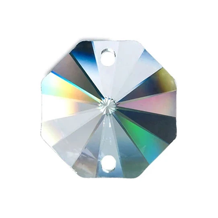 Octagon Crystal 18mm Clear Prism with Two Holes