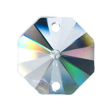 Octagon Crystal 28mm Clear Prism with Two Holes
