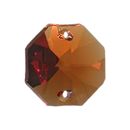 Octagon Crystal 18mm Amber Prism with Two Holes