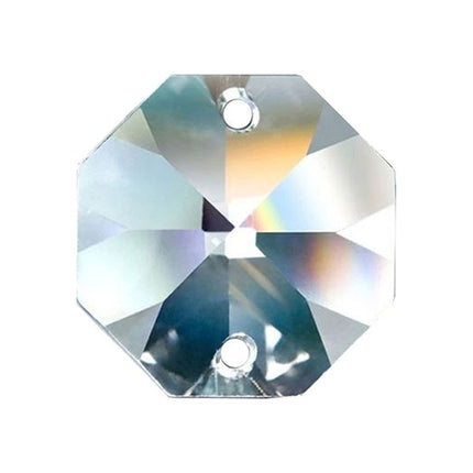 Octagon Crystal 20mm Clear Prism with Two Holes
