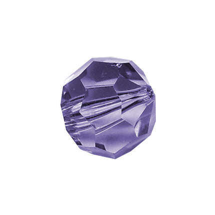 Faceted Round Bead Crystal 10mm Tanzanite Prism with Hole Through