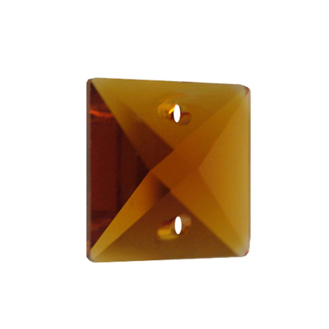 Square Crystal 14mm Amber Prism with Two Holes