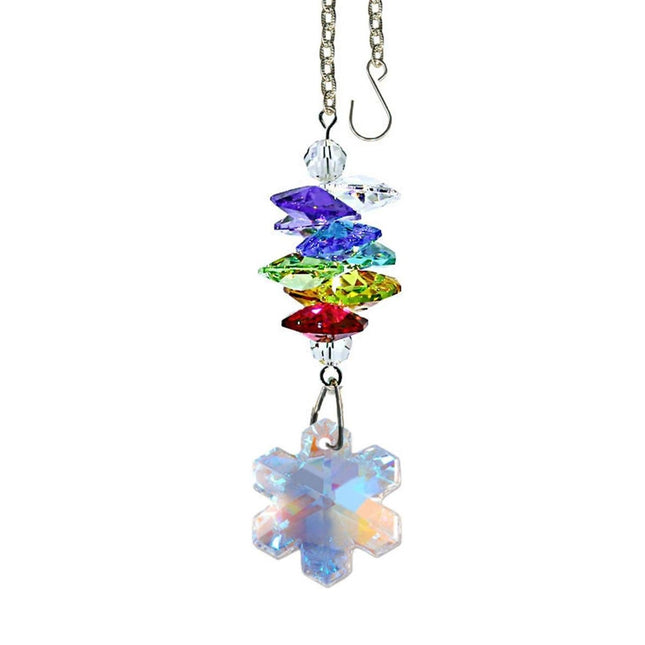 Crystal Ornament Suncatcher Aurora Borealis Swarovski crystals Faceted Snowflake prism Rainbow Maker Made with Swarovski crystals