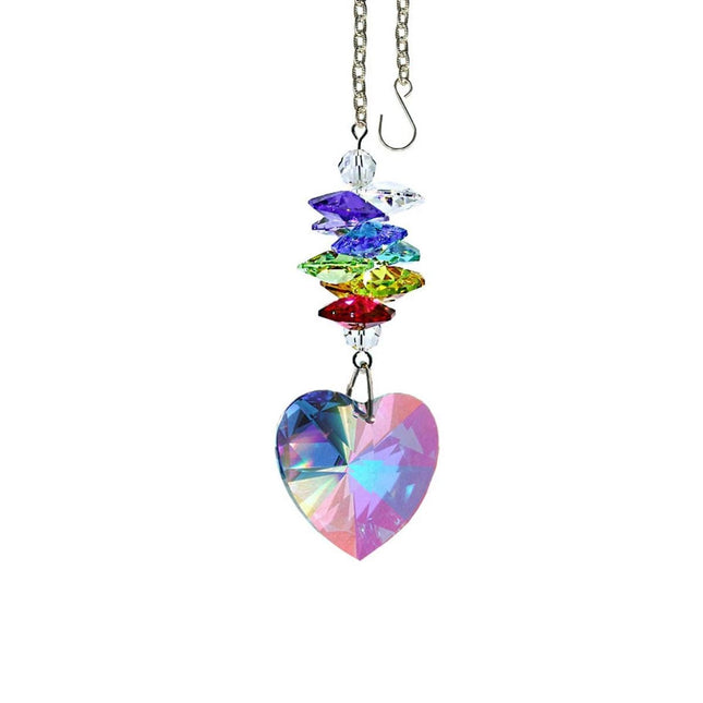 Aurora Borealis Heart Shaped Swarovski Crystal Prism Suncatcher - Rainbow Maker