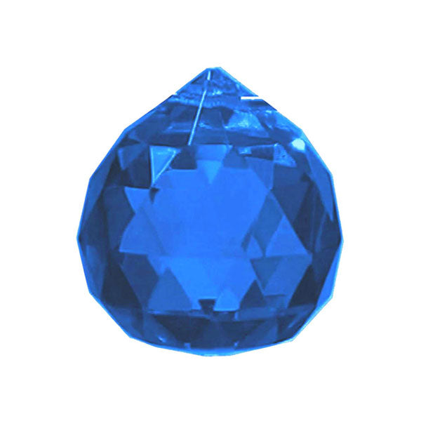 Faceted Ball Crystal 20mm Blue Prism with One Hole on Top