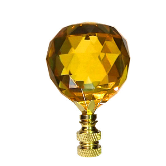 Lamp Shade Finial 30mm Light Amber Faceted Ball Prism Magnificent Crystal