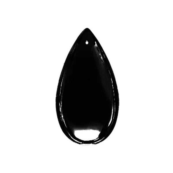 Smooth Almond Crystal 2.5 inches Black Prism with One Hole on Top