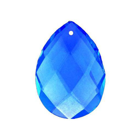 Classic Almond Crystal 4 inches Blue Prism with One Hole on Top