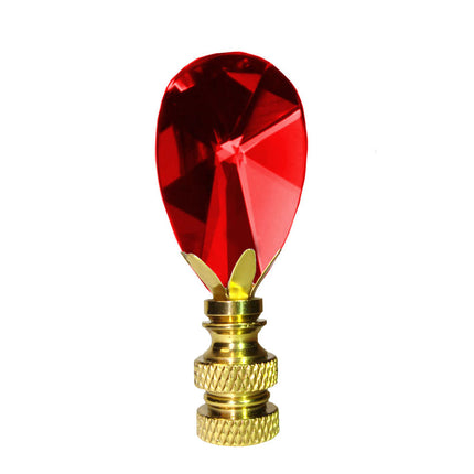 Lamp Shade Finial Red Almond Prism Magnificent Crystal