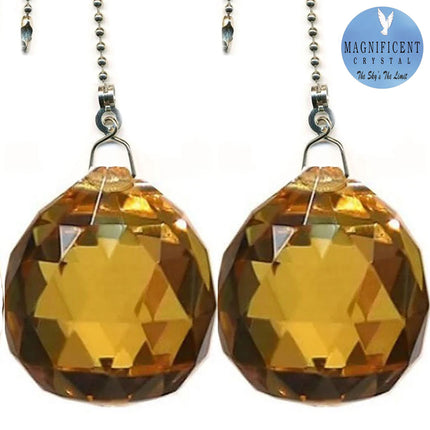 Crystal Fan Pulls 40mm Amber Faceted Ball Prism Magnificent Brand