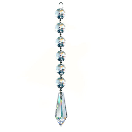 Magnificent Crystal Faceted Icicle Prism 1.5-inches Clear, 6 Crystal Beads