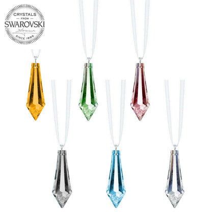 Colorful Drop Crystal 1.5 inch Prism Ornaments Swarovski Strass, 6 Pcs