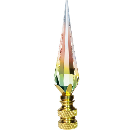 Lamp Finial Swarovski Crystal Aurora Borealis Faceted Cone Prism Lamp Shade Finial