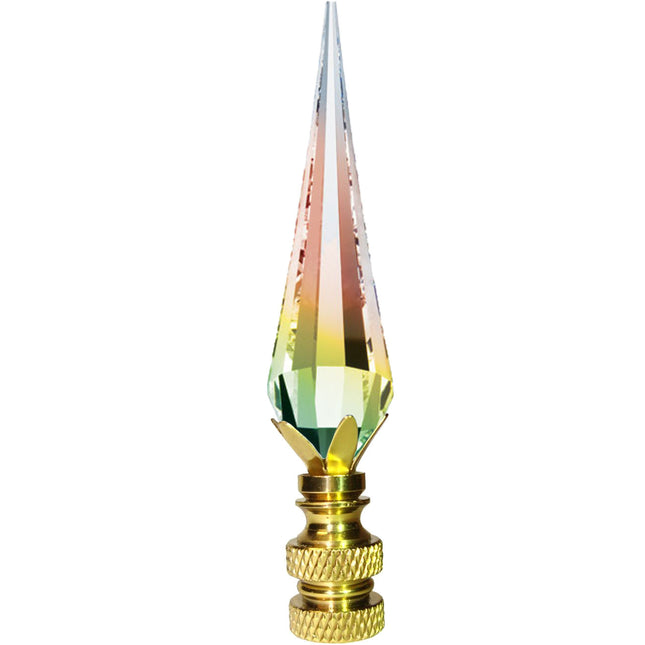 Lamp Finial Swarovski Crystal Aurora Borealis Faceted Cone Prism Lamp Shade Finial