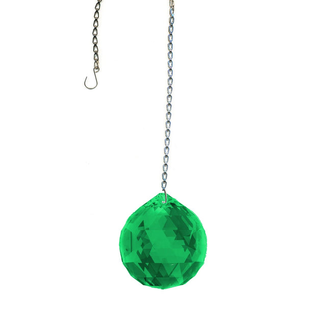 Crystal Suncatcher 30mm Swarovski Strass Emerald Faceted Ball Prism