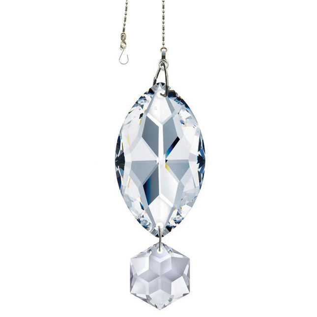 Crystal Suncatcher 2 inch Swarovski Strass Clear Oval Pear and Lily