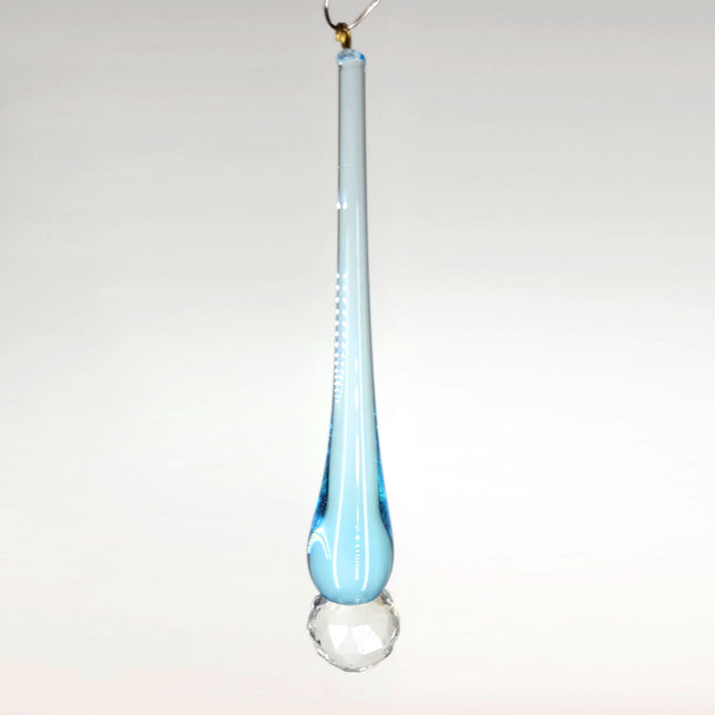 Combination Drop Crystal 5 inches Blue and Clear Prism