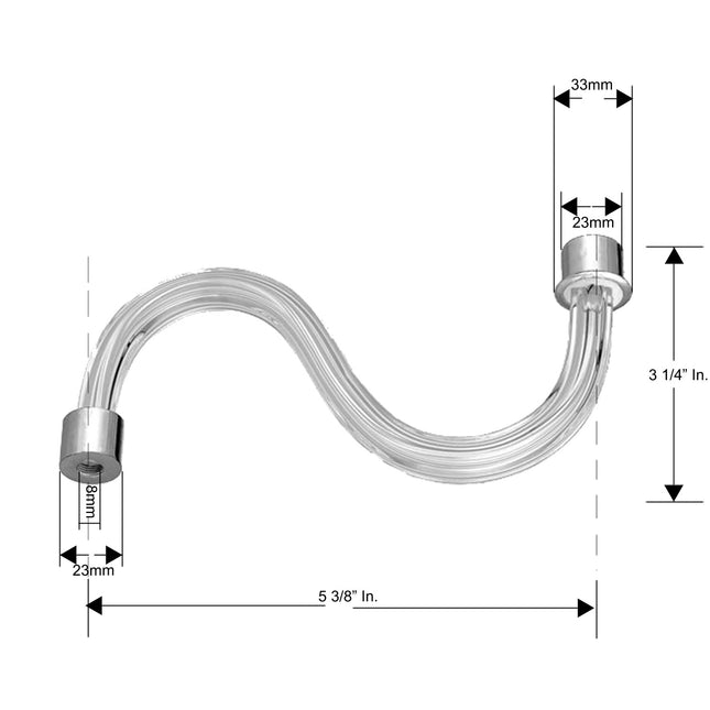 Plain Crystal fluted S Arm 5 1/4 inches