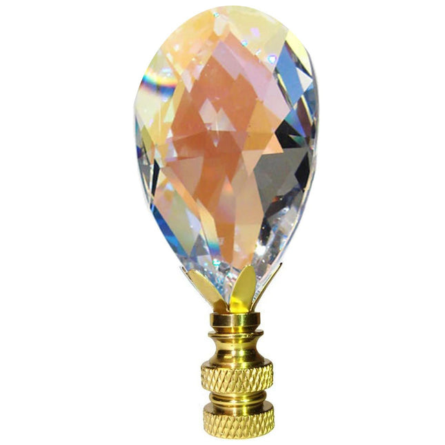 Lamp Shade Finial Aurora Borealis Almond Swarovski Strass Crystal