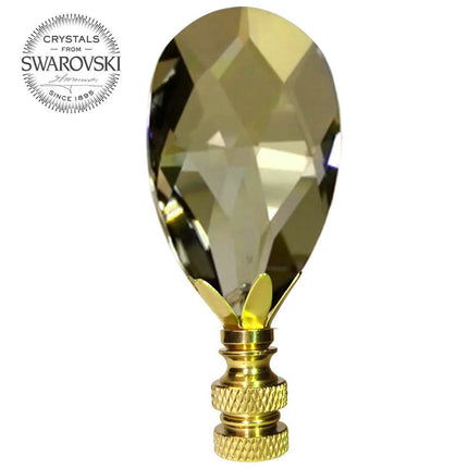 Lamp Shade Finial Golden Teak Almond Swarovski Strass Crystal