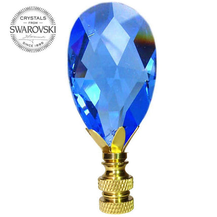 Lamp Shade Finial Sapphire Almond Swarovski Strass Crystal